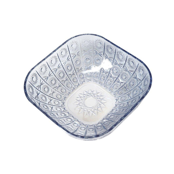 Sky Blue Engraved Pattern Dish Bowl and Glass Serving Bowl Set of 7 Pcs 20*8cm 
10*5.5cm