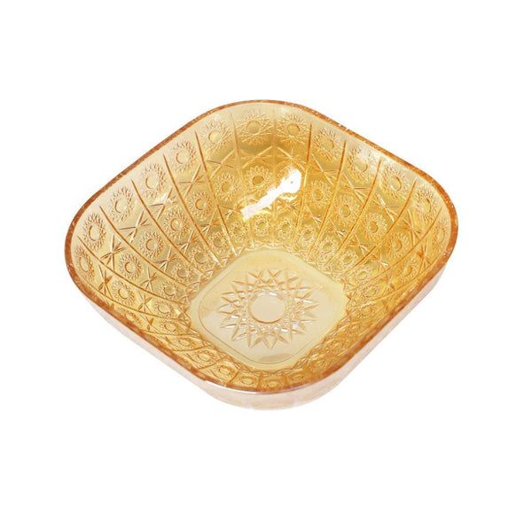 Gold Engraved Pattern Dish Bowl and Glass Serving Bowl Set of 7 Pcs 20*8cm 
10*5.5cm