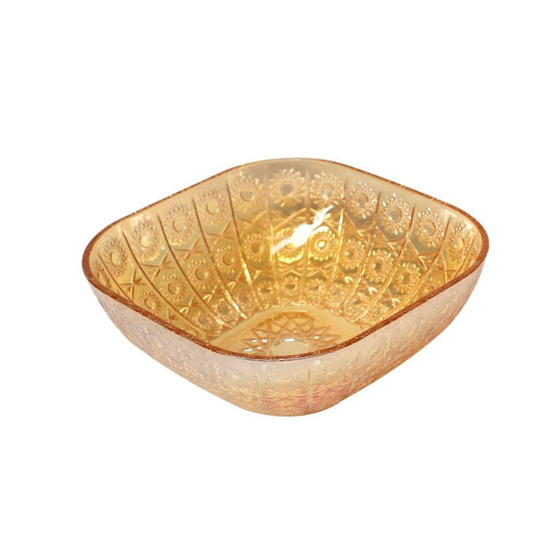 Gold Engraved Pattern Dish Bowl and Glass Serving Bowl Set of 7 Pcs 20*8cm 
10*5.5cm