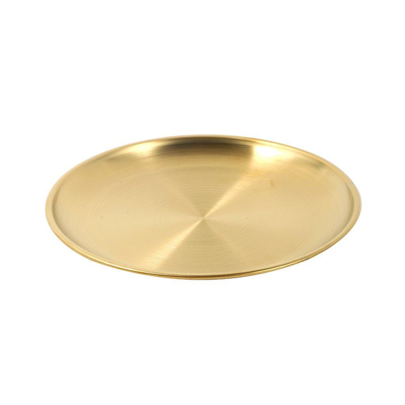 Gold Plated Stainless Steel Serving Dish Plate Round Tray 14 cm