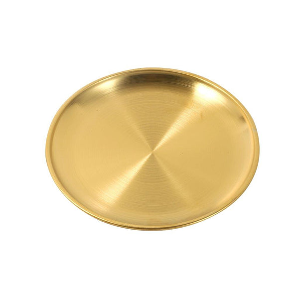 Gold Plated Stainless Steel Serving Dish Plate Round Tray 14 cm