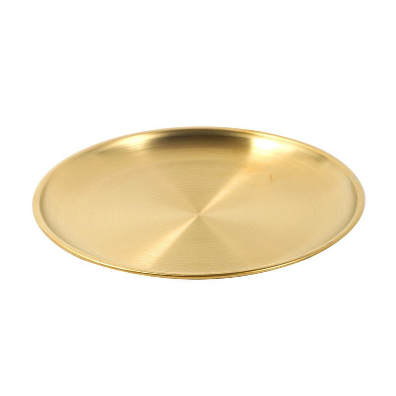 Gold Plated Stainless Steel Serving Dish Plate Round Tray 17 cm