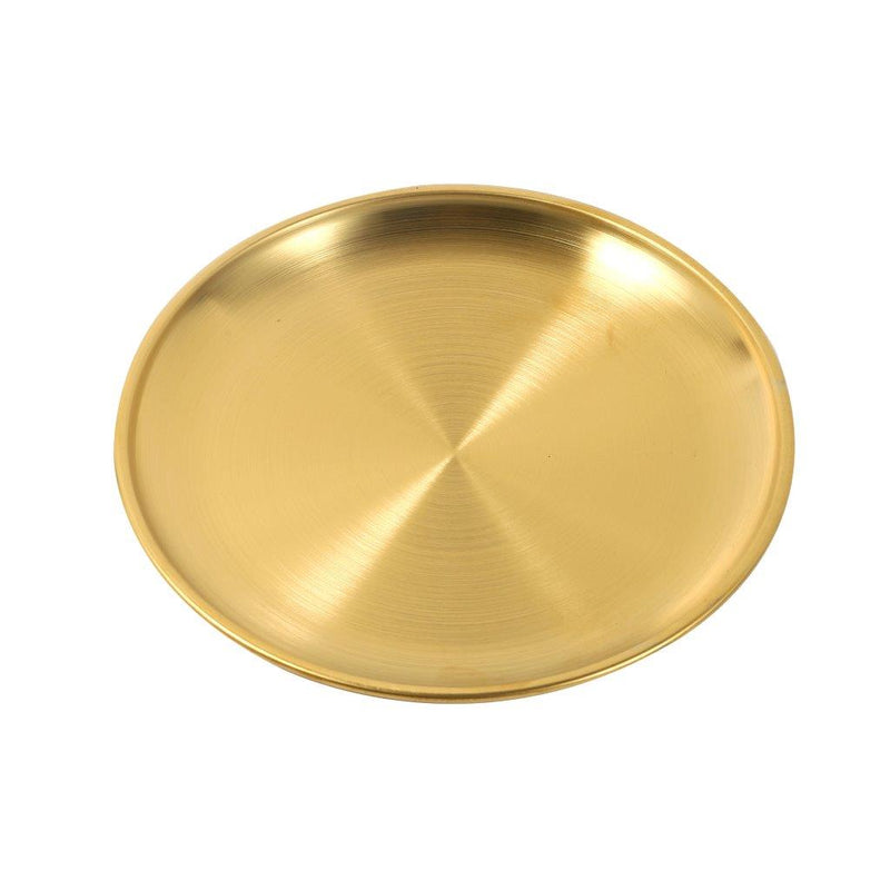 Gold Plated Stainless Steel Serving Dish Plate Round Tray 17 cm