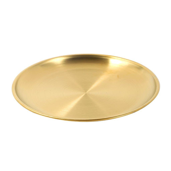 Gold Plated Stainless Steel Serving Dish Plate Round Tray 20 cm