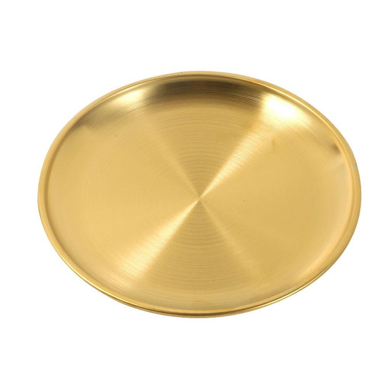 Gold Plated Stainless Steel Serving Dish Plate Round Tray 20 cm