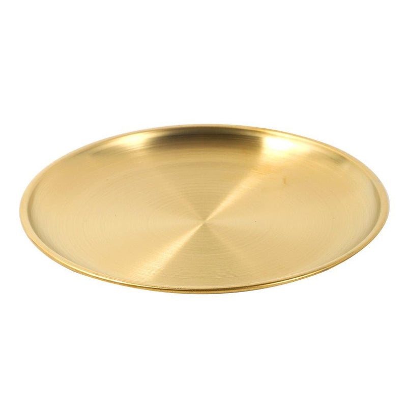 Gold Plated Stainless Steel Serving Dish Plate Round Tray 23 cm