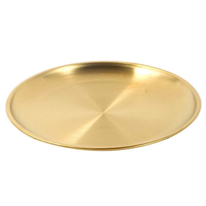 Gold Plated Stainless Steel Serving Dish Plate Round Tray 26 cm