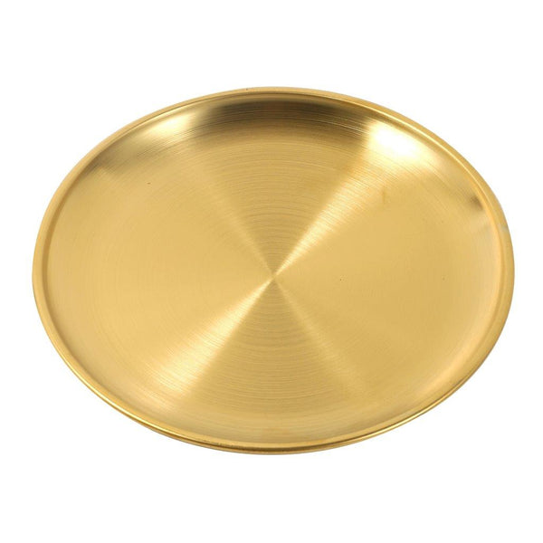 Gold Plated Stainless Steel Serving Dish Plate Round Tray 26 cm