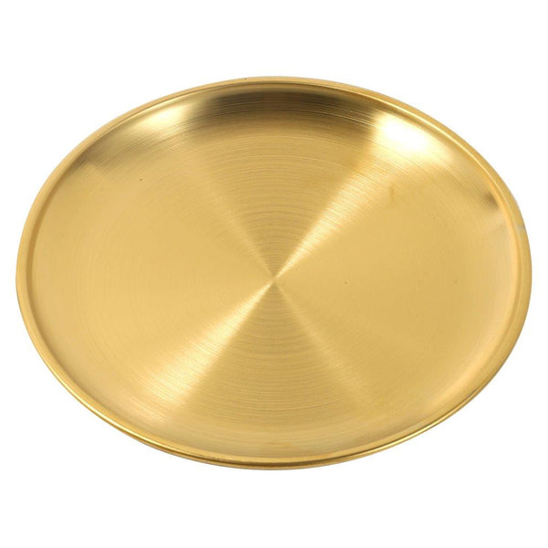 Gold Plated Stainless Steel Serving Dish Plate Round Tray 30 cm