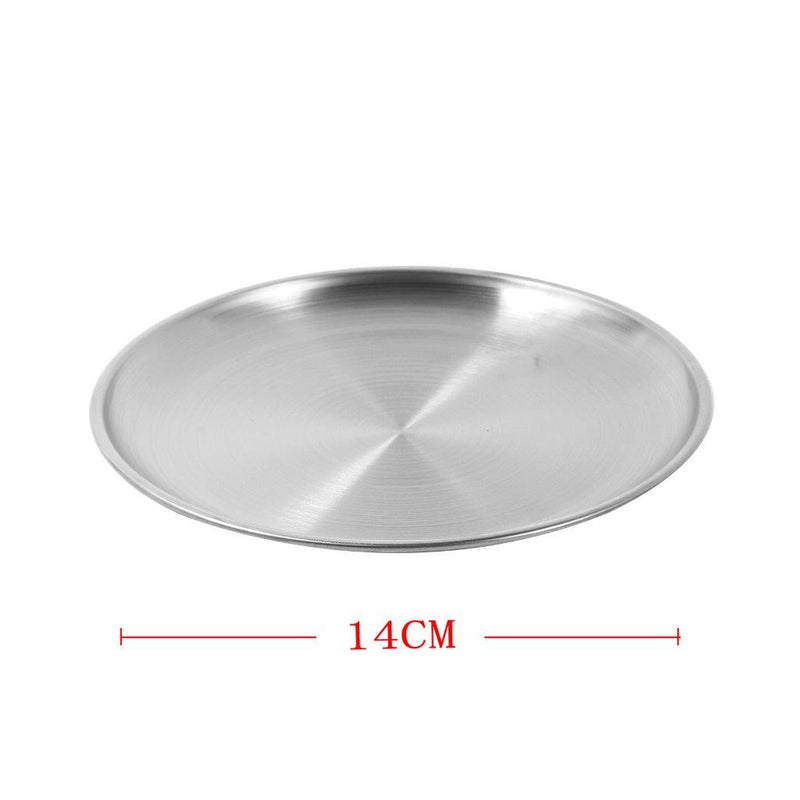 Silver Stainless Steel Serving Dish Plate Round Tray 14 cm