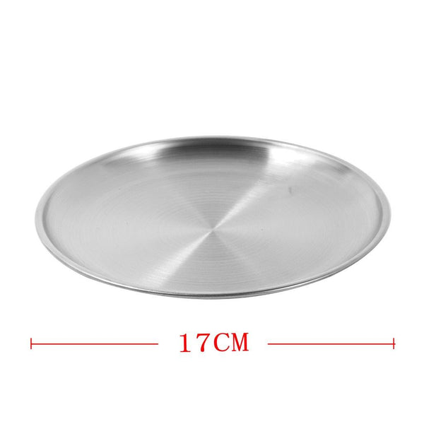 Silver Stainless Steel Serving Dish Plate Round Tray 17 cm