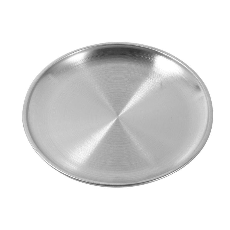 Silver Stainless Steel Serving Dish Plate Round Tray 20 cm