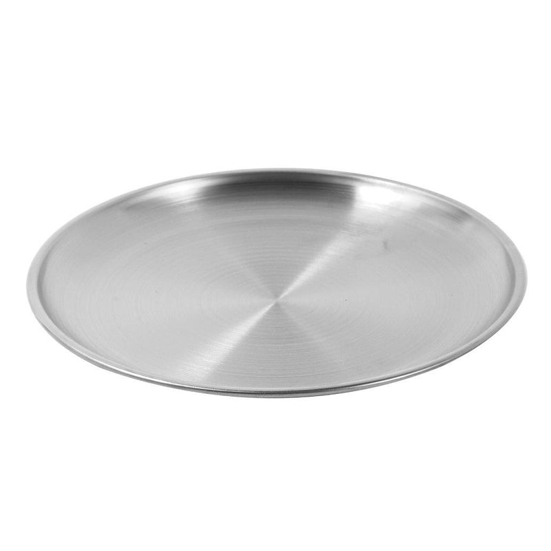 Silver Stainless Steel Serving Dish Plate Round Tray 23 cm