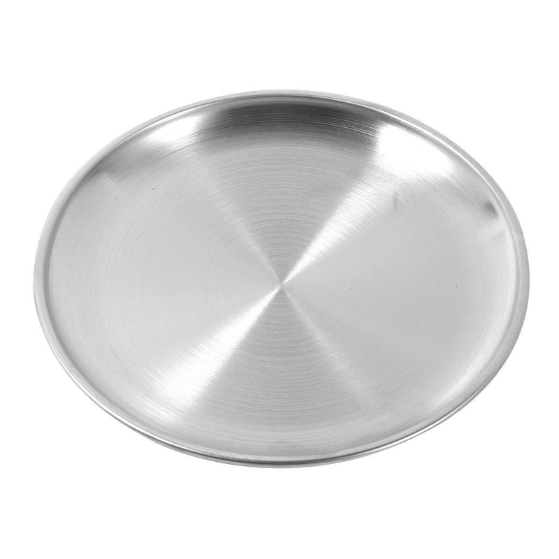 Silver Stainless Steel Serving Dish Plate Round Tray 26 cm