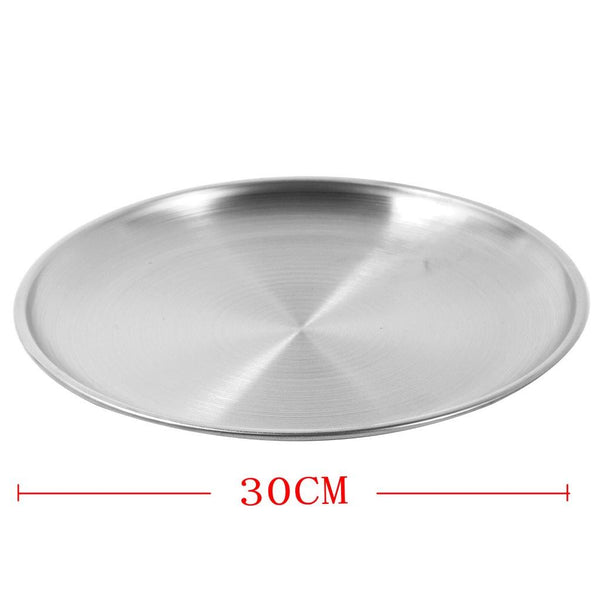 Silver Stainless Steel Serving Dish Plate Round Tray 30 cm