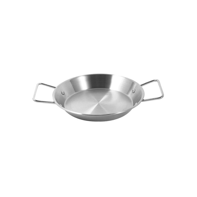 Stainless Steel Wok Pan Flat Karahi Paella Pan with Handles 16 cm