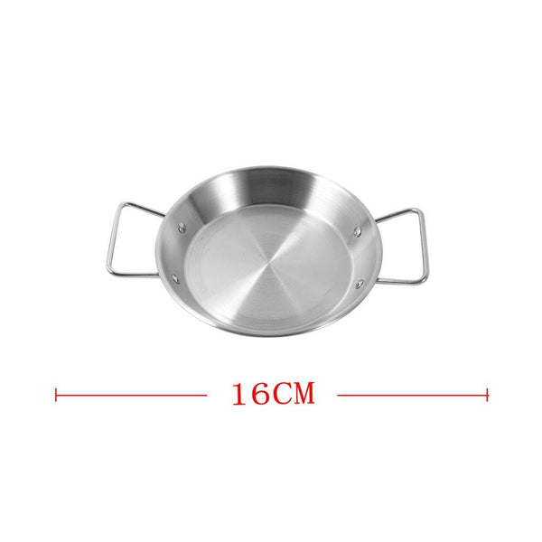 Stainless Steel Wok Pan Flat Karahi Paella Pan with Handles 16 cm