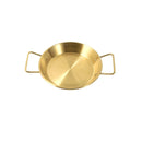 Gold Plated Stainless Steel Wok Pan Flat Karahi Paella Pan with Handles 18 cm