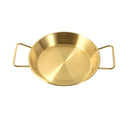 Gold Plated Stainless Steel Wok Pan Flat Karahi Paella Pan with Handles 26 cm