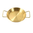 Gold Plated Stainless Steel Wok Pan Flat Karahi Paella Pan with Handles 28 cm