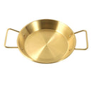 Gold Plated Stainless Steel Wok Pan Flat Karahi Paella Pan with Handles 32 cm