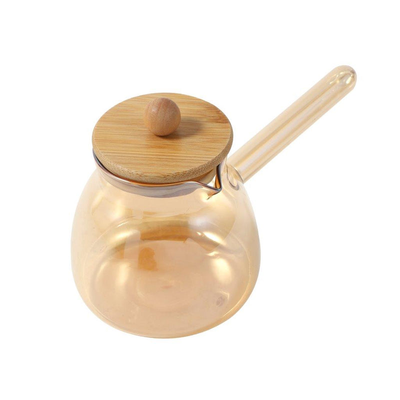 Middle Eastern Champagne Glass Coffee Pot warmer with Wooden Lid