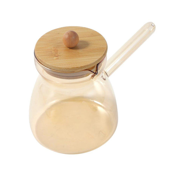 Middle Eastern Champagne Glass Coffee Pot warmer with Wooden Lid