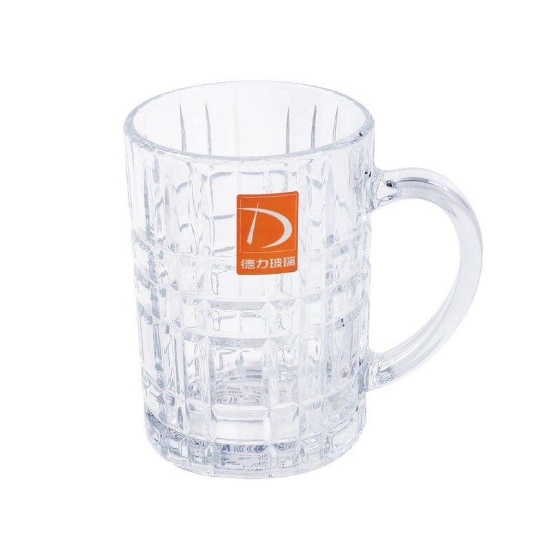 Premium Lead Free Glass Drinking Mug Tumbler with Handle Set of 2 Pcs