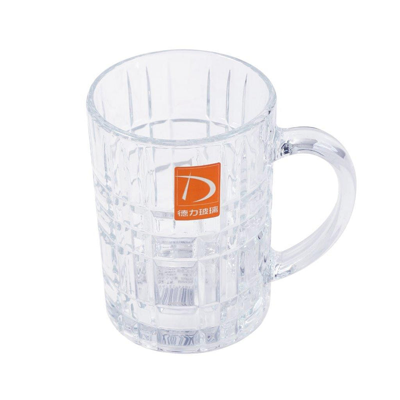 Premium Lead Free Glass Drinking Mug Tumbler with Handle Set of 2 Pcs