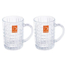 Premium Lead Free Glass Drinking Mug Tumbler with Handle Set of 2 Pcs