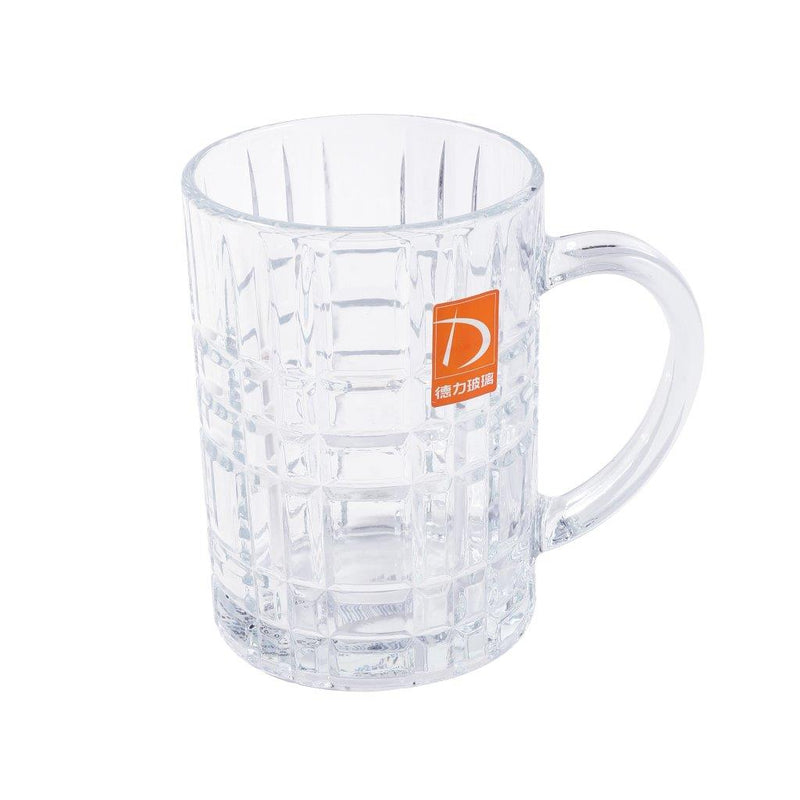 Premium Lead Free Glass Drinking Mug Tumbler with Handle Set of 2 Pcs