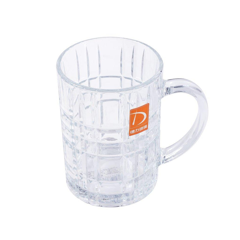 Premium Lead Free Glass Drinking Mug Tumbler with Handle Set of 2 Pcs