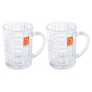 Premium Lead Free Glass Drinking Mug Tumbler with Handle Set of 2 Pcs