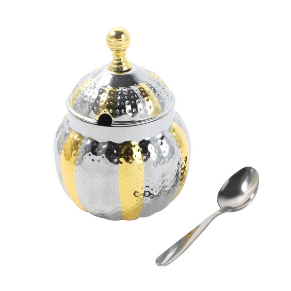 High Grade Stainless Steel Sugar Pot with Lid and Spoon 10 cm