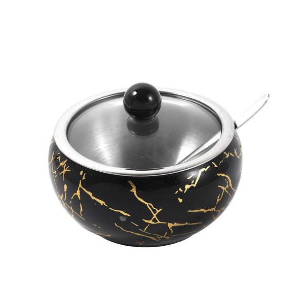 High Grade Stainless Steel Sugar Pot with Lid and Spoon 10 cm