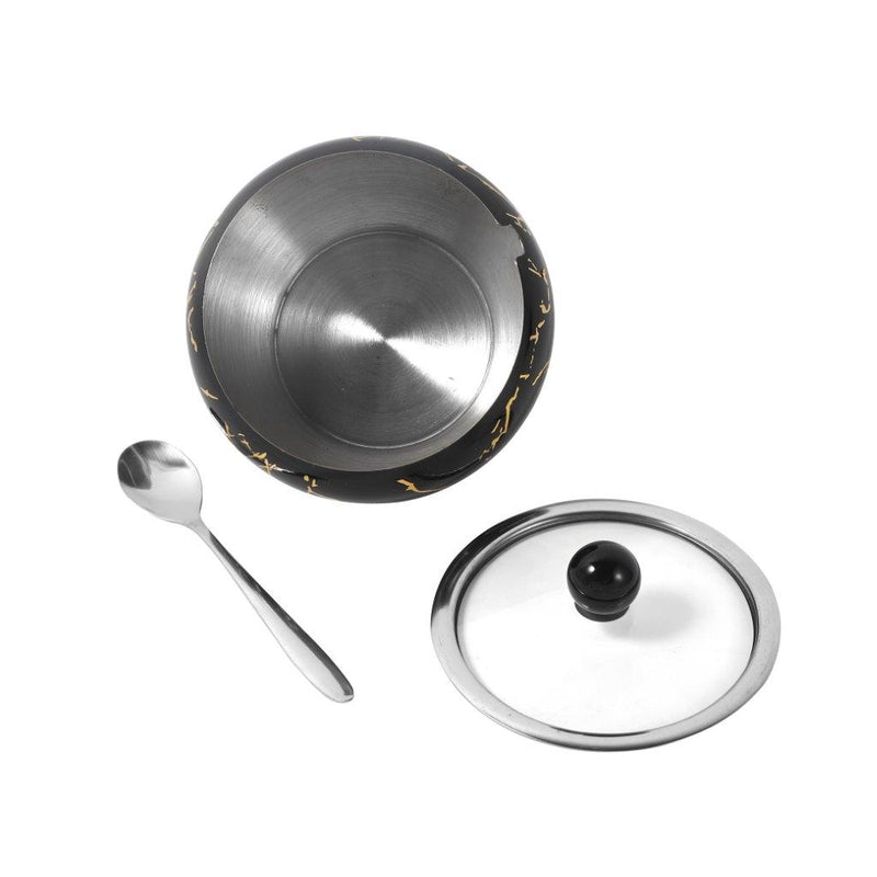 High Grade Stainless Steel Sugar Pot with Lid and Spoon 10 cm