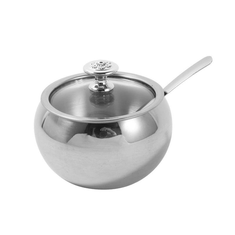 High Grade Stainless Steel Sugar Pot with Lid and Spoon 8 cm