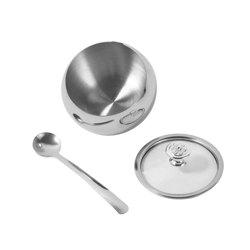 High Grade Stainless Steel Sugar Pot with Lid and Spoon 8 cm