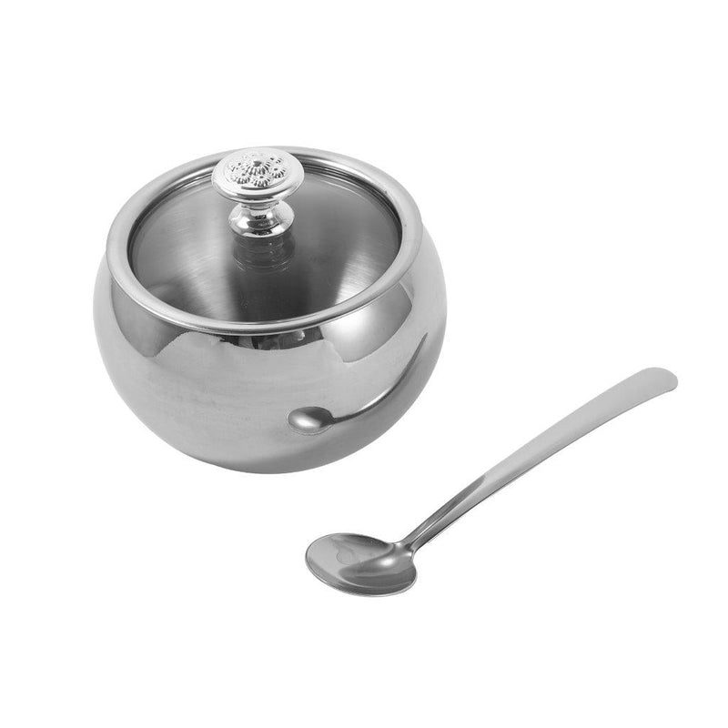 High Grade Stainless Steel Sugar Pot with Lid and Spoon 8 cm