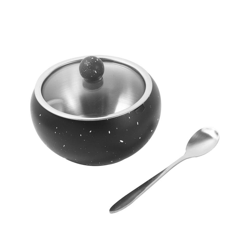 High Grade Stainless Steel Sugar Pot with Lid and Spoon 10 cm