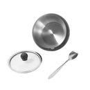 High Grade Stainless Steel Sugar Pot with Lid and Spoon 10 cm