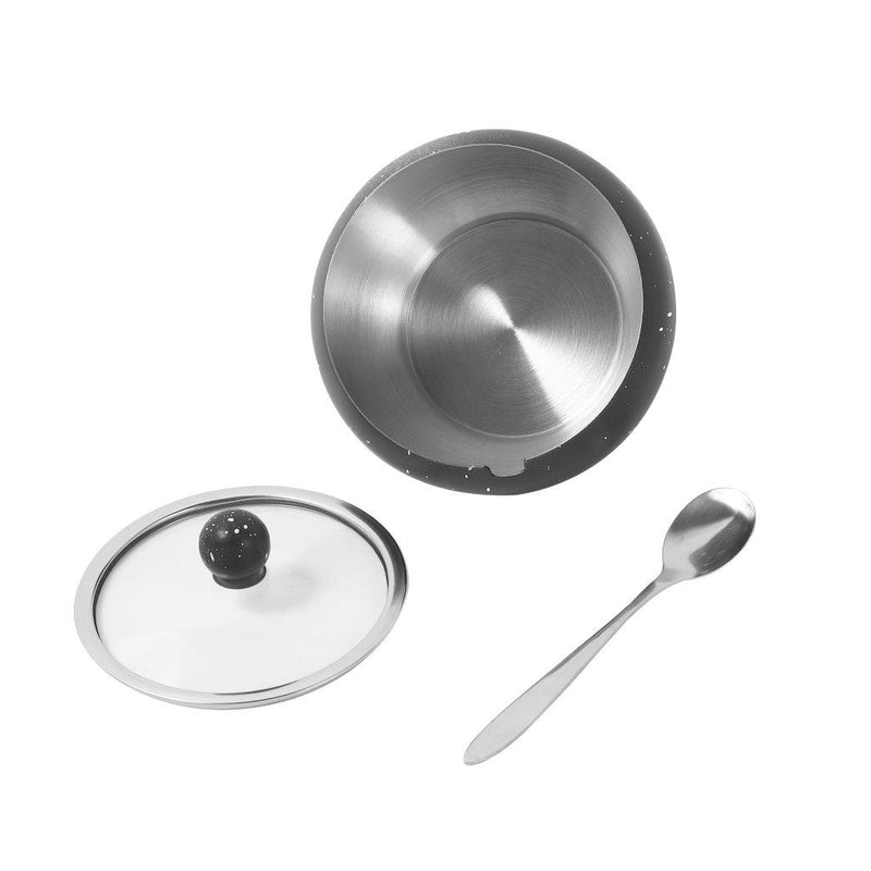 High Grade Stainless Steel Sugar Pot with Lid and Spoon 10 cm