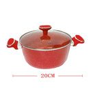 Red Granite Non Stick Marble Coated Die Cast Aluminium Casserole Induction Silicone Handle  20 cm