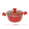 Red Granite Non Stick Marble Coated Die Cast Aluminium Casserole Induction Silicone Handle  20 cm