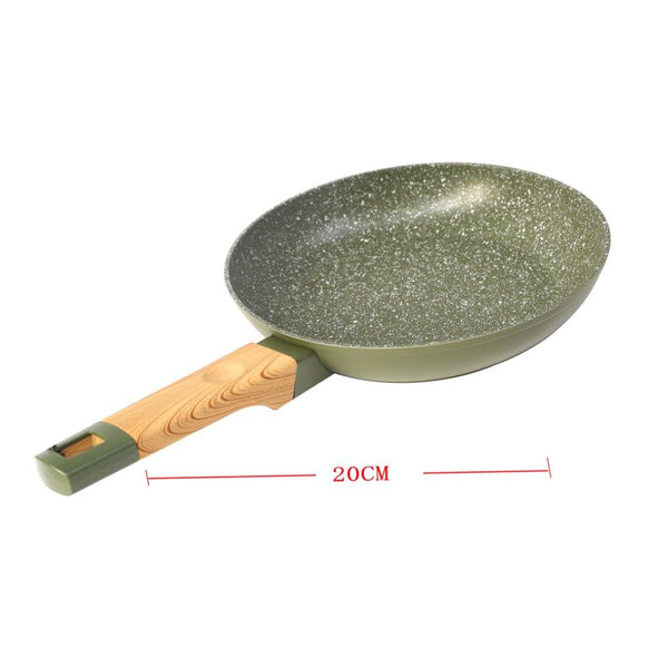 Grey Granite Non Stick Marble Coated Die Cast Aluminium Fry Pan Induction Wooden Handle  20 cm