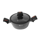 Black Granite Non Stick Marble Coated Die Cast Aluminium Casserole Induction Silicone Handle  22 cm