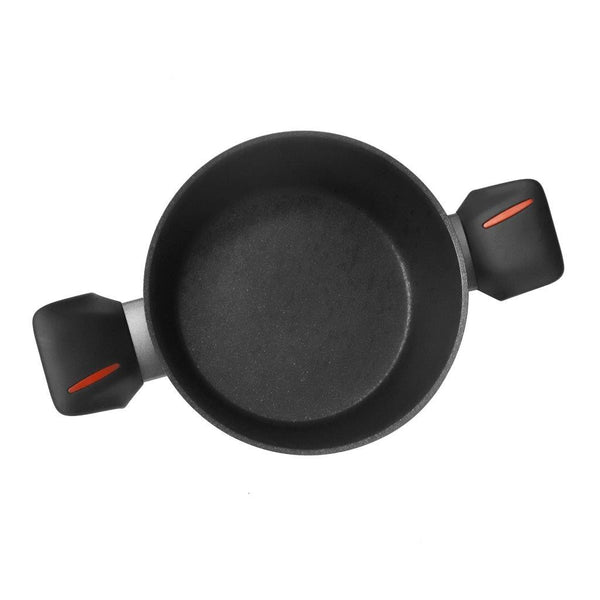 Black Granite Non Stick Marble Coated Die Cast Aluminium Casserole Induction Silicone Handle  22 cm