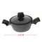 Black Granite Non Stick Marble Coated Die Cast Aluminium Casserole Induction Silicone Handle  22 cm