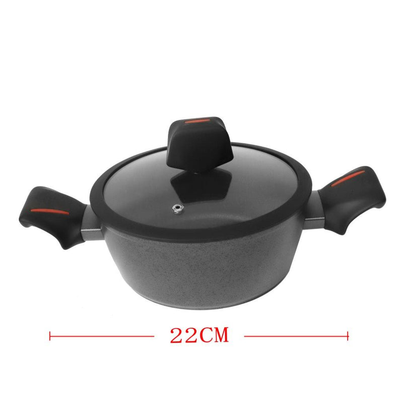 Black Granite Non Stick Marble Coated Die Cast Aluminium Casserole Induction Silicone Handle  22 cm