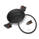 Black Granite Non Stick Marble Coated Die Cast Aluminium Casserole Induction Silicone Handle  24 cm